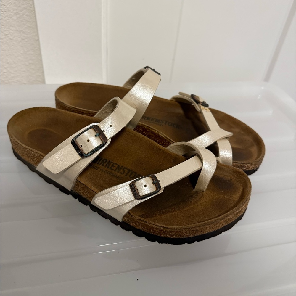 Birkenstock Women's Tan and Cream Sandals